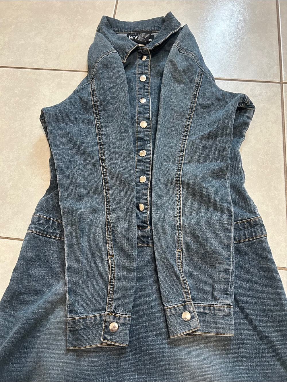 blue denim long-sleeve mini shirt dress - Picture 4 of 6